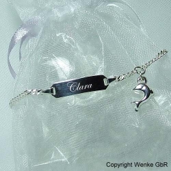 Kinderarmband Silber mit Gravur Delfin