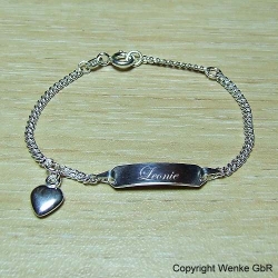 Kinderarmband Silber mit Gravur Herzanh�nger