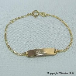 Kinderarmband Gold mit Gravur - Figaro
