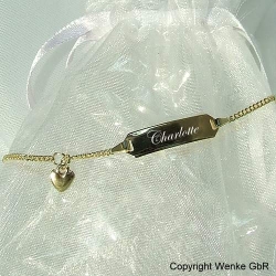 Kinderarmband Gold mit Gravur - Herzanh�nger