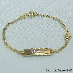 Kinderarmband Gold mit Gravur - Herz-verziert