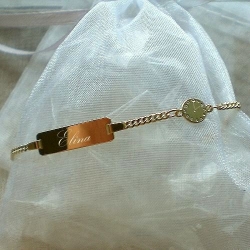 Kinderarmband Gold mit Gravur - Taufuhr