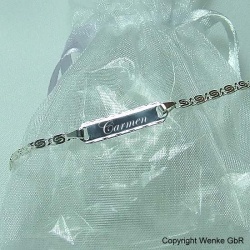 Kinderarmband-Silber verzierte Gravurplatte