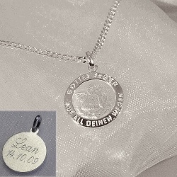 Kinderschmuck Anh�nger Silber  Schutzengel mit Gravur