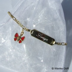 Kinderarmband Gold mit Schmetterling rot 