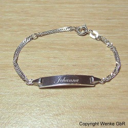Kinder-Armband Silber mit gro�er Gravurplatte 