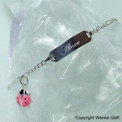 Kinderarmband Silber mit Marienk�fer rosa