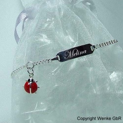 Kinderarmband Silber mit Marienk�fer rot