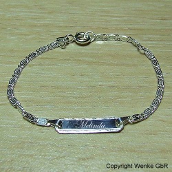 Kinder-Armband Silber mit verzierter Gravurplatte